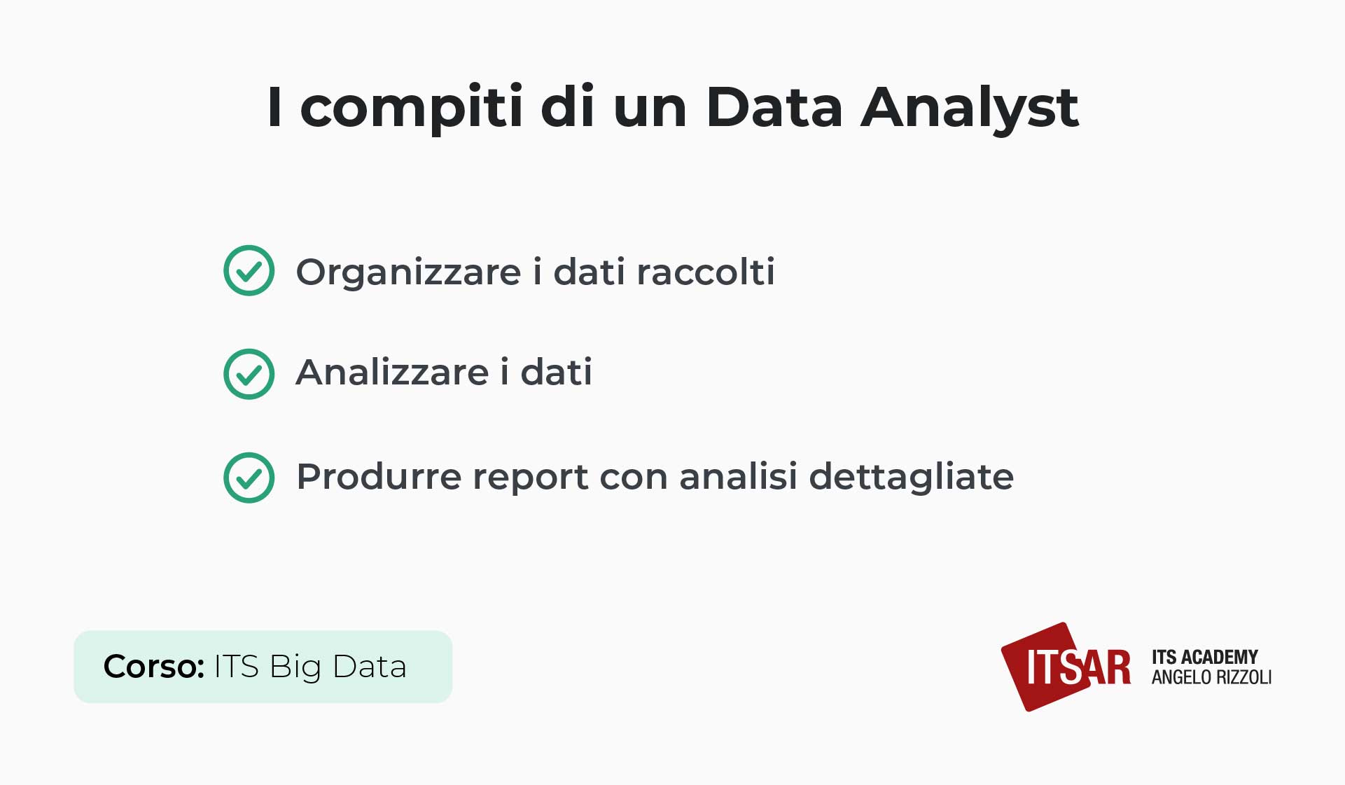 I compiti di un Data Analyst corso Big Data